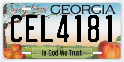 GA license plate CEL4181