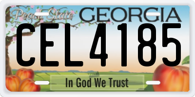GA license plate CEL4185
