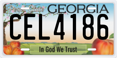 GA license plate CEL4186