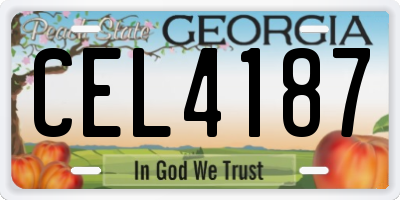 GA license plate CEL4187