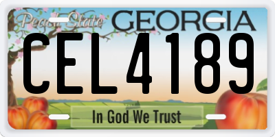GA license plate CEL4189
