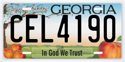 GA license plate CEL4190