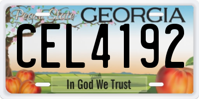 GA license plate CEL4192