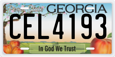GA license plate CEL4193