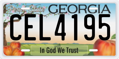 GA license plate CEL4195
