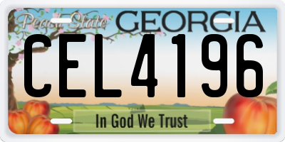 GA license plate CEL4196