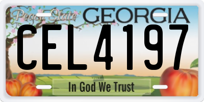 GA license plate CEL4197