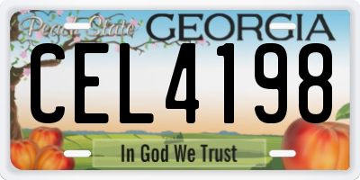 GA license plate CEL4198