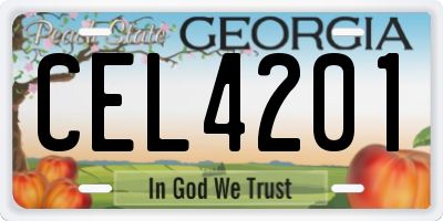 GA license plate CEL4201