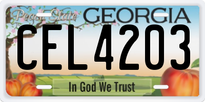 GA license plate CEL4203