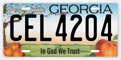 GA license plate CEL4204