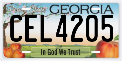 GA license plate CEL4205
