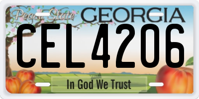 GA license plate CEL4206