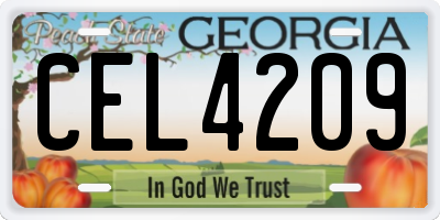 GA license plate CEL4209