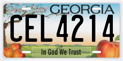 GA license plate CEL4214
