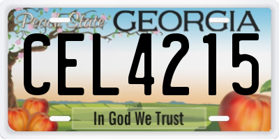 GA license plate CEL4215