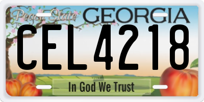 GA license plate CEL4218