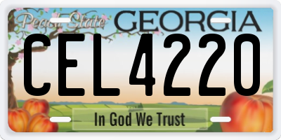 GA license plate CEL4220