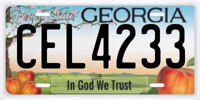 GA license plate CEL4233