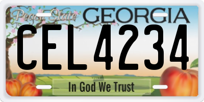GA license plate CEL4234