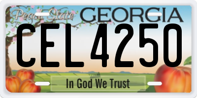 GA license plate CEL4250