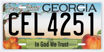 GA license plate CEL4251