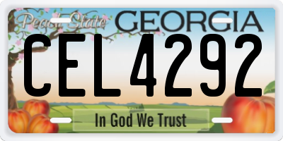 GA license plate CEL4292