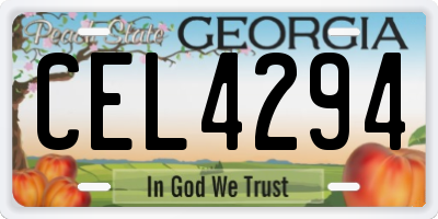 GA license plate CEL4294