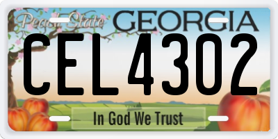 GA license plate CEL4302