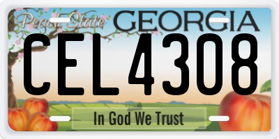 GA license plate CEL4308