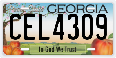 GA license plate CEL4309