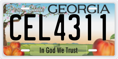 GA license plate CEL4311