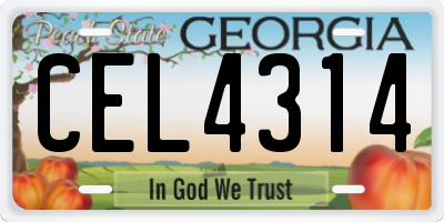 GA license plate CEL4314