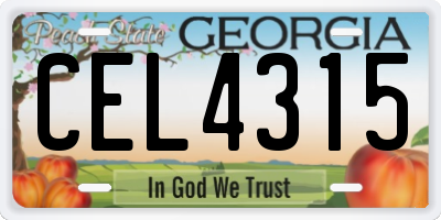 GA license plate CEL4315