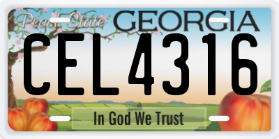GA license plate CEL4316