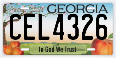 GA license plate CEL4326