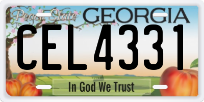 GA license plate CEL4331