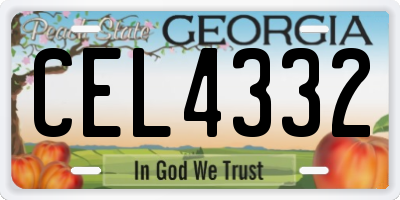 GA license plate CEL4332