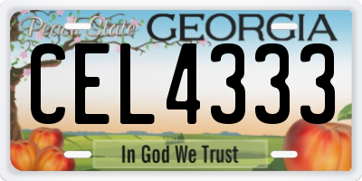 GA license plate CEL4333