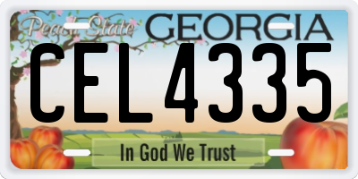 GA license plate CEL4335