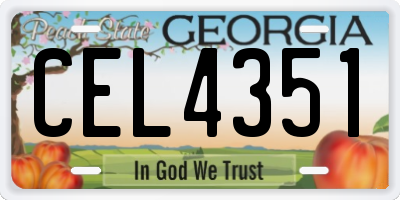 GA license plate CEL4351