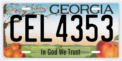 GA license plate CEL4353