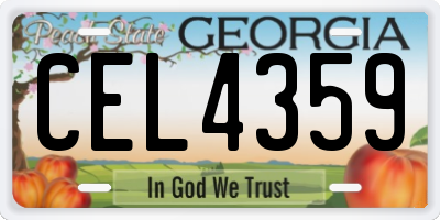 GA license plate CEL4359