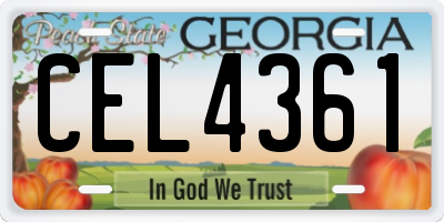GA license plate CEL4361