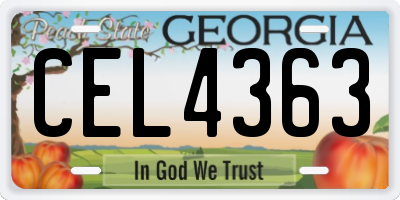 GA license plate CEL4363