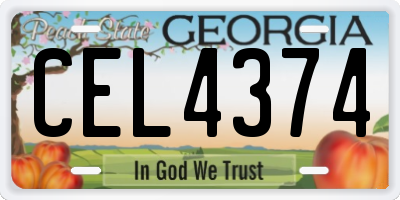 GA license plate CEL4374