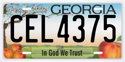 GA license plate CEL4375