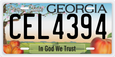 GA license plate CEL4394