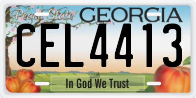 GA license plate CEL4413