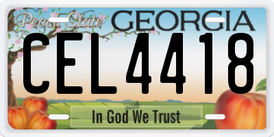 GA license plate CEL4418